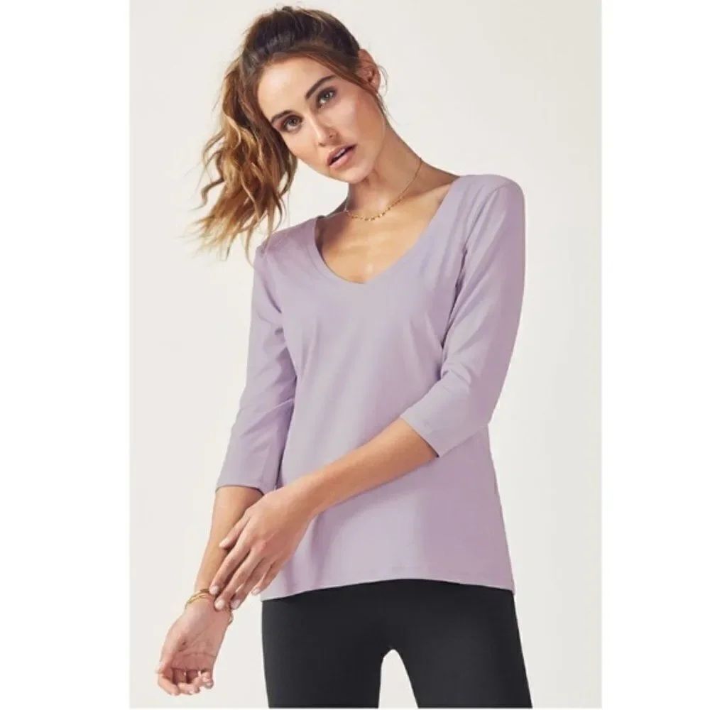 Fabletics-Lavender V-Neck Samantha Top Sz L